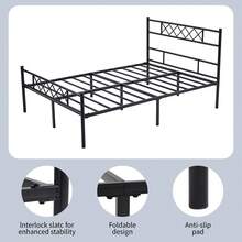 MCC Direct Black Felix Metal Bed Frame With Headboard And Footboard, Modern Design, Underbed Storage Space - Black - View 5