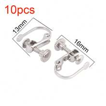 10个不锈钢可调节平头U型螺丝夹耳环底座，无需耳洞即可佩戴，夹式耳环转换器配件 - DIY耳夾 - 查看 12