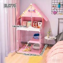 2-Tier Indoor Cat Cage/Condo, Home Apartment Free Space Small Cat Bed For Kittens - Multicolor - View 13