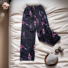 Mattel 1pc Monster Hunt Flannel Cartoon Pajama Pants For Women In Autumn And Winter, New Cute Cartoon Printed Straight Leg And Velvet Casual Pants, Versatile And Fashionable Pajama Pants, Cute Printed Witch Hunt Group Rumi - Multicolor - View 6