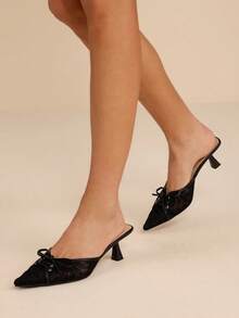 New Women's Stiletto High Heels, Summer Breathable Lace Mesh Sandals, French Style Versatile - Black - View 2