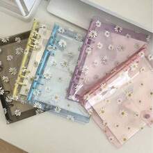 A5 6-Ring Daisy Loose Leaf Binder Cover, Photo Album Set, Postcard Collection Book, DIY Miscellaneous Diary, Stationery Storage Box, Back To School Essential