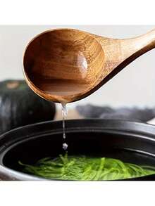 5pcs Wooden Cooking Utensil Set Including Wok Spatula, Natural Boxwood Kitchen Tools - Spatula, Ladle And Soup Spoon Set - Brown - View 3