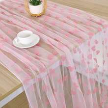 1件情人节网纱心形桌旗，红粉色心形网纱桌布，浪漫氛围装饰，适用于情人节、婚礼、生日，荷叶边设计，透明心形图案派对桌旗，活动派对装饰，餐桌装饰 - 彩色 - 查看 15