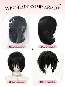 动漫吉田弘文角色扮演假发 35厘米 短款 黑色 耐热合成纤维 男士派对假发 - 彩色 - 查看 5