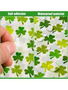 10张圣帕特里克节贴纸，三叶草贴纸，小型圣帕特里克节贴纸，自粘绿色三叶草贴纸标签，适用于爱尔兰圣帕特里克节派对装饰礼品用品 - 彩色 - 查看 6