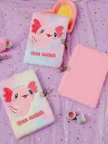 1 PC Cartoon Fish Plush Lock Notebook Student A5 Cute Diary Girl Notebook Gift Notebook - Multicolor - View 7