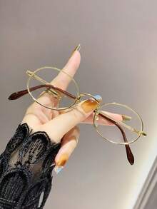 1副/2副复古男士椭圆形小框书呆子眼镜，透明镜片，适合日常佩戴 - 無色 - 查看 1