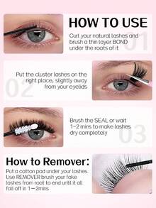 280/224pcs D-Curl Eyelash Extension Kit, DIY Eyelash Extension Set, 280/224pcs Lightweight Natural Curly Eyelashes, Thin And Lightweight, Curl Degree Almost Same As Natural Lashes, 8-16mm, 30D, 60D, 80D, 100D, 150D Individual Eyelash Extension Kit, Including Eyelash Glue, Sealer, Tweezers, Makeup Remover, Eyelash Brush, For Personal Use (8-16mm, Set) - Black - View 10