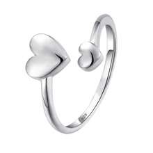Anillo abierto con forma de corazón de plata de ley 925, delicado y único, adecuado para uso diario, fiestas, San Valentín, regalo de cumpleaños para seres queridos, viene en caja de regalo - Plateado - Ver 8