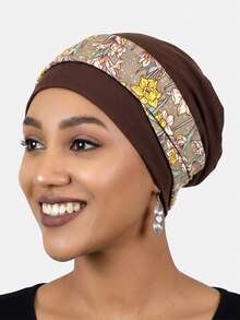 1pc Women's Bohemian Style Printed Criss-Cross Headband Headscarf Hat, Flat Top Beanie Cap, Suitable For Daily Use - Multicolor - View 4
