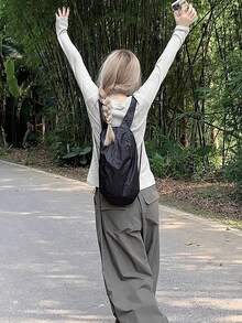 Atasan Wanita Polos Kasual Ringan dengan Perlindungan UV, Cocok untuk Musim Semi - Grey - View 6
