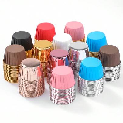 LIFETALK 50pcs Gold Rimmed Round Cupcake Liners, Disposable Heat-Resistant Baking Muffin Cups