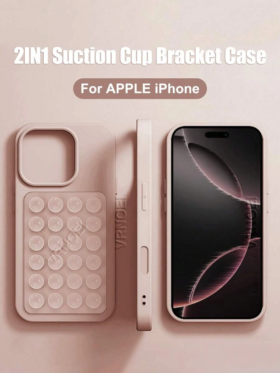 VRNOEI 2-In-1 Suction Cup Phone Holder Case Compatible With IPhone 17 Pro Max, Upgraded Version For IPhone 16 15 11 12 13 14 Pro Max Plus 17, Anti-Drop Protective Back Cover Accessory