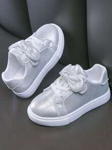 1双女童软底防滑舒适圆头低帮休闲时尚运动鞋 - 淺灰色 - 查看 5