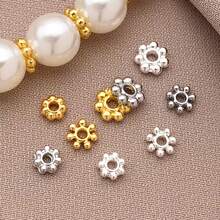 30pcs 18K Gold Spacer Beads Metal Loose Beads Snowflake Flower Charm Beads Spacers For DIY Necklace Earring Bracelet Jewelry Making Accessory - Multicolor - View 5