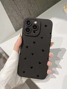2D Printed Heart Minimalist Anti-Drop Phone Case, Compatible With IPhone 17/Air/17Pro Max/17Pro/11/12/13/14/15/16/16pro/6plus/7/8/16e/7plus/8plus/X/Xs Max/Xr/11pro/12pro/13pro/14pro/12mini/13mini/11promax/12promax/13promax/14promax/14plus - Black - View 3