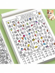 Sách Tìm đồ vật ẩn với hơn 3000 hình mẫu | Sách tô màu và tìm đồ vật, 32 trang, bài tập rèn luyện sự tập trung, đồ dùng học tập cho năm học mới, sách hoạt động học tập sớm cho trẻ em, sách tô màu giáo dục mầm non, giấy nhiều màu. - Nhiều màu - Xem 8