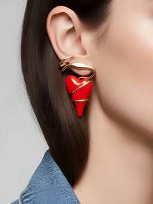 一对复古时尚心形耳环，手工制作，奢华复古风格，适合女性日常佩戴、节日庆典或婚礼派对等场合。 - 心形 - 查看 5