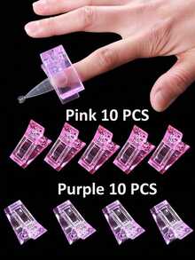 Nail Extension Clips, Nail Molds, Gel Nail Clips, Nail Extenders, UV/LED Extension Clips, Manicure Tools, Manicure Supplies, 3/5/10/20pcs Clear/Pink Nail Extension Clips, Manicure Supplies, Manicure Tools, Manicure Tools, Back To School Supplies, Manicure, Press-On Manicure Tools - Pink - View 19
