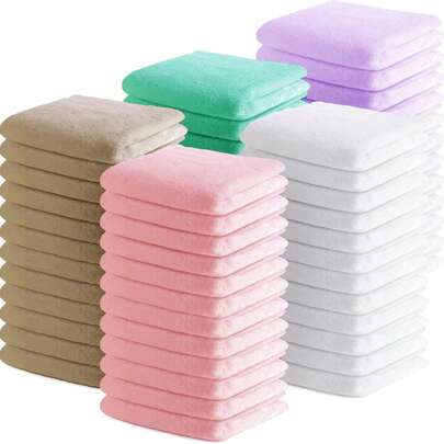 6/12 片装卸妆巾，12 x 12 英寸超细纤维化妆毛巾，大包装，可重复使用，吸水性强，柔软棉质面巾，女士礼品
