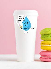 喝水不然有麻烦贴纸、水瓶贴纸、趣味贴纸、可爱贴纸、笔记本电脑贴纸、贴纸、笔记本电脑专用贴纸 - 彩色 - 查看 4