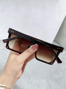 1副复古大方框时尚眼镜，适合驾驶、骑行，欧美风格 - 彩色 - 查看 3