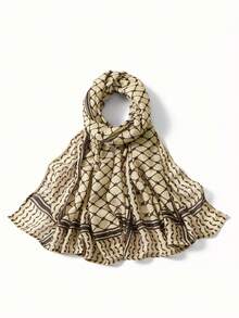 1pc Women's Middle Eastern Geometric Print Scarf, Fashion Minimalist Casual Geometric Print Headscarf, Multi-Functional Sun Protection Printed Hijab, Windproof Desert Shawl Suitable For Travel, Photography, All Seasons - Multicolor - View 13
