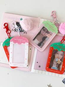 1 PC Girl Heart Cartoon Strawberry 3-Inch Small Card Display Card Set Student Star Chasing Pendant Hard Card Set Bus Kaka Bag - Multicolor - View 8
