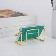北欧风名片架 时尚防锈金属名片展示架 名片架 办公家用桌面收纳架 - 彩色 - 查看 3
