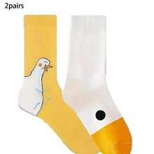 1 Pair Women's Goose Head Socks, Cute Cartoon Duck Mid-Calf Socks, Creative & Unique - Multicolor - View 8
