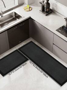 1pc Black Minimalist Silicone Mud Absorbent Kitchen Mat. Waterproof Kitchen Carpet, Non-Slip And Easy To Clean. Can Be Used As Kitchen Mat, Dining Room Mat, Hallway Mat, Laundry Room Mat, Indoor Decor, Doormat And Area Rug. Suitable For Spring, Summer, Autumn, Winter And Holidays. - Black - View 5