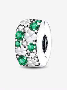 1个镀银绿色三叶草无限符号链吊坠，适合女性手链DIY饰品 - 銀色 - 查看 20