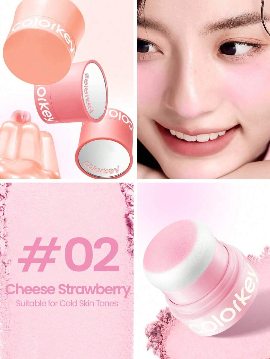 COLORKEY Luminous Blush, Highly Pigmented Lightweight Long-Lasting Blush, Soft Smooth Natural Makeup, Makeup Blush, Suitable For Women And Girls, Spring/Summer Y2K Fashion Party Birthday Gift, Holiday - 02 - Xem 1