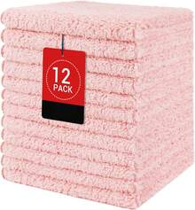 Microfiber Washcloths 12 Pack, Highly Absorbent And Soft Face Towel, Multi-Purpose Wash Cloths For Bathroom, Gym, Hotel, Spa And Kitchen, Multicolor 12x12 Inch - Pink - View 8