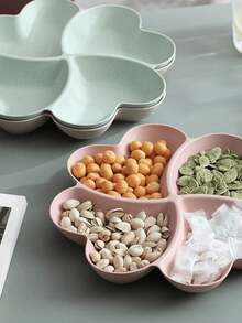 1pc Unbreakable Heart-Shaped 4-Compartment Plate, Suitable For Appetizers, Nuts, Candies, Dried Fruits, Salads, Snacks - Multicolor - View 3
