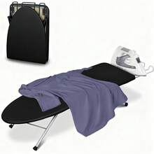 Tabla De Planchar Plegable,Ironing Board Con Marco Hierro Funda,Para Usar Sobre La Mesa O La Cama,AlgodóN Acolchada Resistente A Las Quemaduras Lavable, Duradera (Negro) - Negro - Ver 8