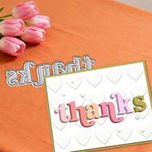 Creative Thank You Cutting Dies, DIY Scrapbooking Album And Embossing Stencil, Greeting Card Making Tool, Card Paper Cutting Crafts ,Gift Card Making Template Die Cuts. - Silver - View 3