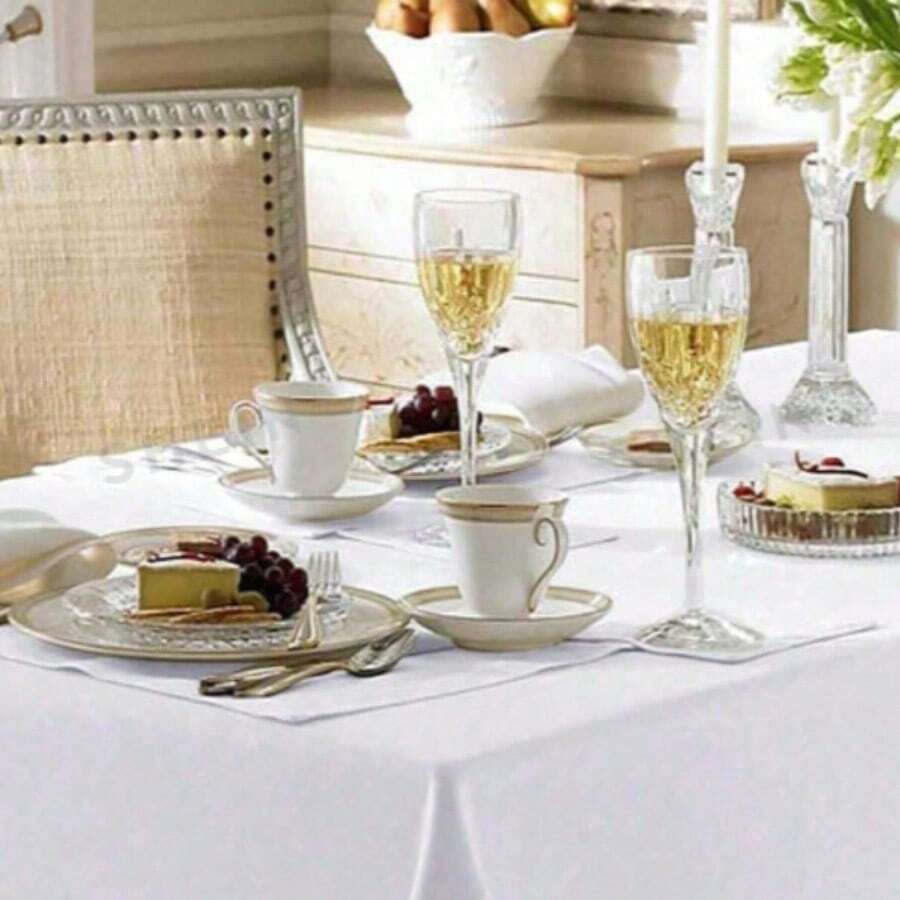 1/5/10pcs Disposable Party Tablecloth, PEVA Material, Pure White Tablecloth For Birthday, Dessert, Family Gathering, Party Decoration, Christmas, Halloween - White - View 1