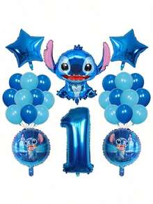 26入 Lilo & Stitch 鋁箔充氣氣球 1 2 3 4 5 6 歲生日派對裝飾 嬰兒派對氣球用品 玩具球 - 彩色 - 查看 6