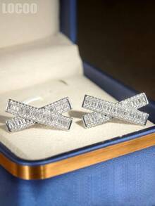1 Pair Charm Cubic Zirconia Stud Earring For Women For Wedding Engagement Anniversary Party Jewelry Valentine's Day Gift - 1# - View 3