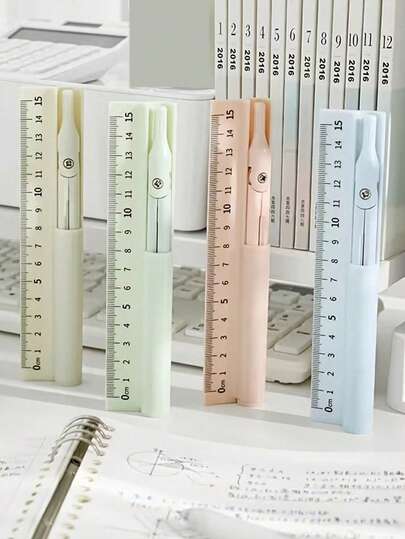 1 set multifunktionell kompasslinjalpenna, 3-i-1-skrivbordsmaterial för elever, geometrisk ritverktyg, praktisk högkvalitativ mattekompasslinjalpenna för skolan och kontoret, tillbaka till skolan