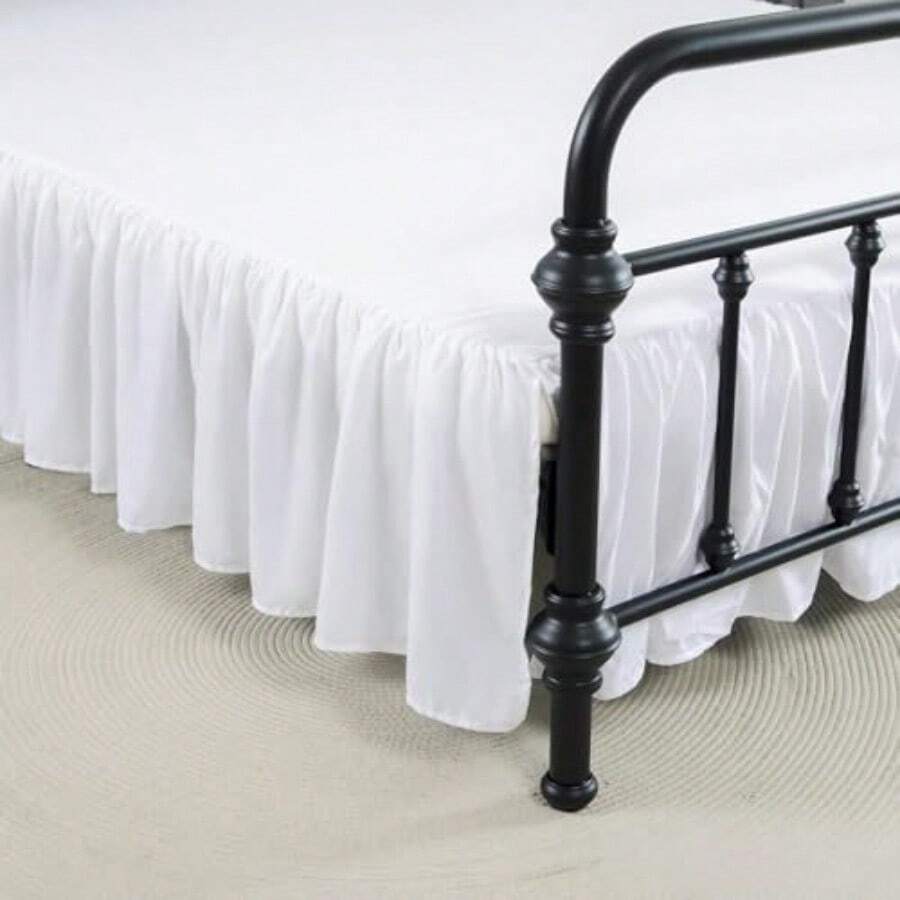 ACESOME Skirt Ruffled Bed Skirt With Platform Bed Sheet With Split Corners Sheets For Base14 Inch Drop Synthetic Fibre Easy Fit Dust Ruffle Box Spring Cover White King 78" X 80" - White - View 1