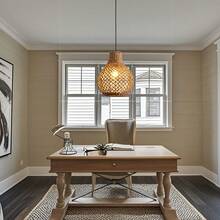 Lámpara colgante de ratán, lámpara colgante moderna bohemia de bambú tejido a mano, adecuada para la isla de la cocina, el dormitorio, la sala de estar - Calabaza de 28 cm de diámetro - Ver 1