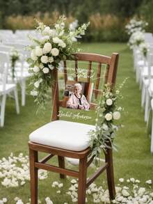 1pc Personalized Acrylic Memorial Wedding Chair Sign, Customizable Photo & Name, Love Memorial Reserved Seat Plaque, Funeral, Memorial Ceremony, Anniversary & Condolence Gift For Family And Friends - Multicolor - View 7