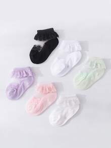 6 đôi tất ren bèo dễ thương cho bé gái, thích hợp mặc hàng ngày. - Nhiều màu - Xem 4