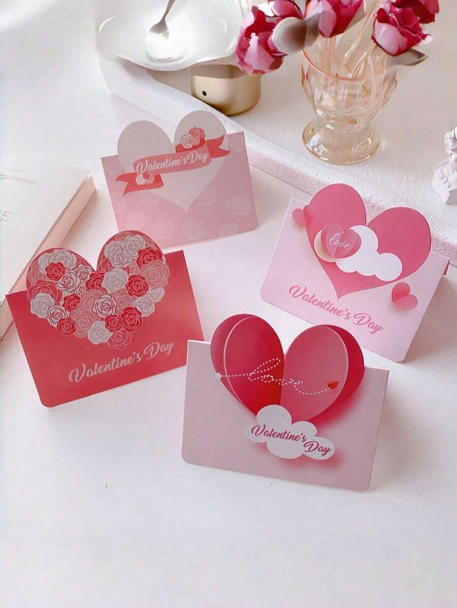 20/50张心形贺卡，拥抱信物，想念礼物，可爱心形卡片，情人节礼物，表达爱意，特别生日，婚礼派对，情人节礼物，情人节拥抱卡片，随机款式 - 彩色 - 查看 1