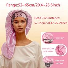1pc Printed Silk Long Bonnets For Women,Satin Bonnet,Casual Comfortable Soft Sleep Cap Or Hart.Suitable For Sleeping.(The Print Pattern Is Random.) - Long Bonnet - Multi-colored - View 4