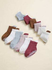 6 Pairs Cotton Children Socks With Anti-Slip Dots, Colorful Patchwork Back To School Student Sports Socks - Multicolor - View 3