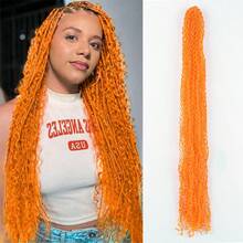Synthetic Long Curly Zizi Braids Crochet Thin Box Braids Twist Synthetic Braiding Hair 24 Inch Freetress Crochet Braid Locs - Multicolor - View 12
